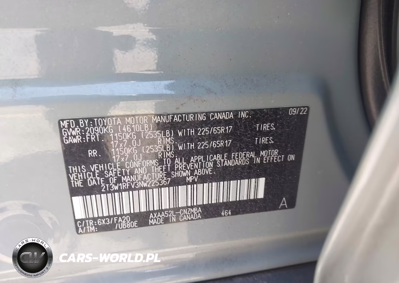 2022 Toyota Rav4 Xle VIN:2T3W1RFV3NW225367 - 9