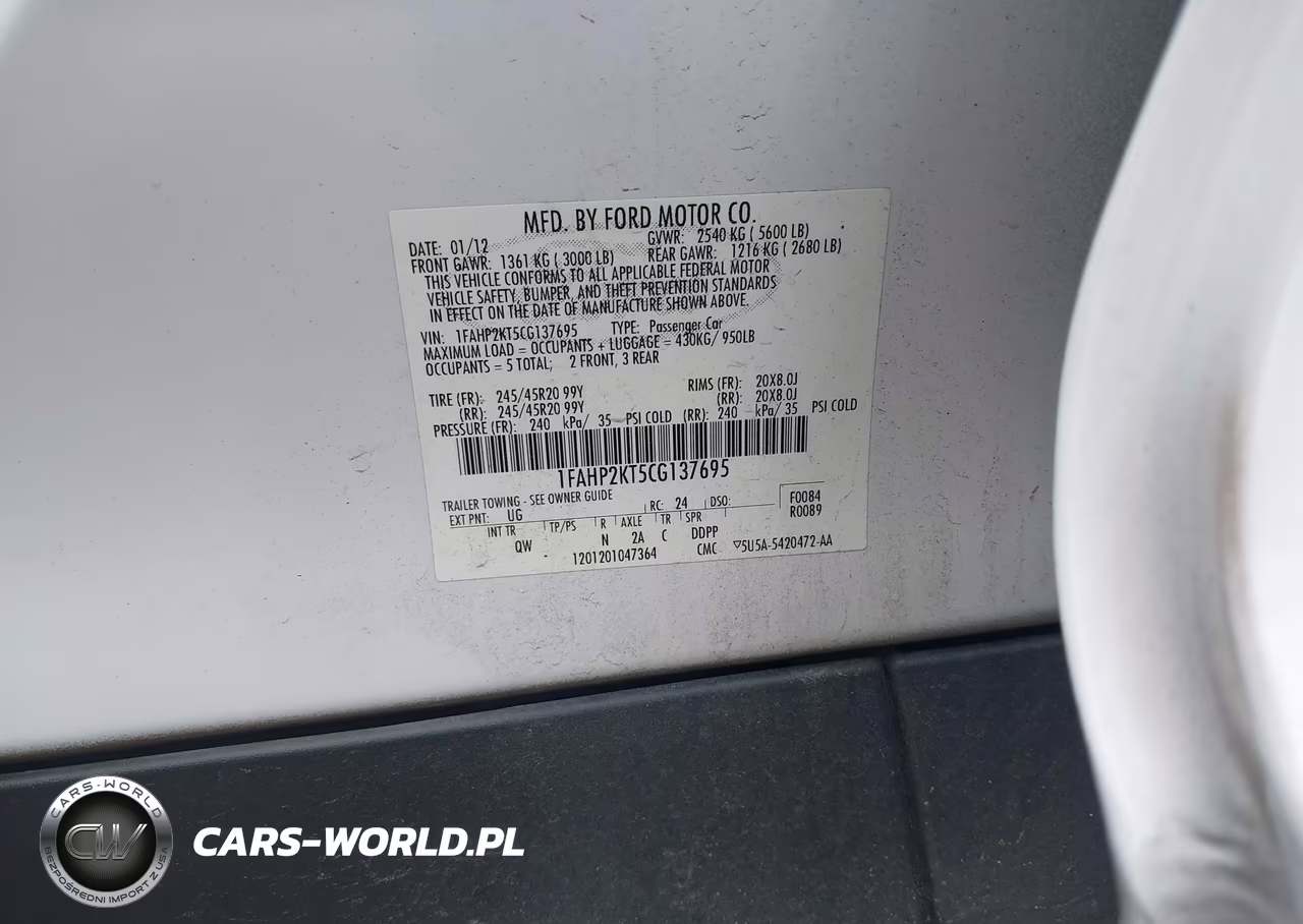 2012 Ford Taurus Sho VIN:1FAHP2KT5CG137695 - 9