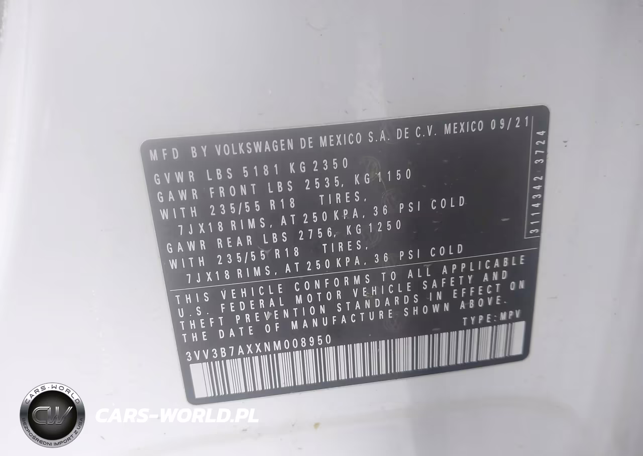 2022 Volkswagen Tiguan 2.0T Se VIN:3VV3B7AXXNM008950 - 11