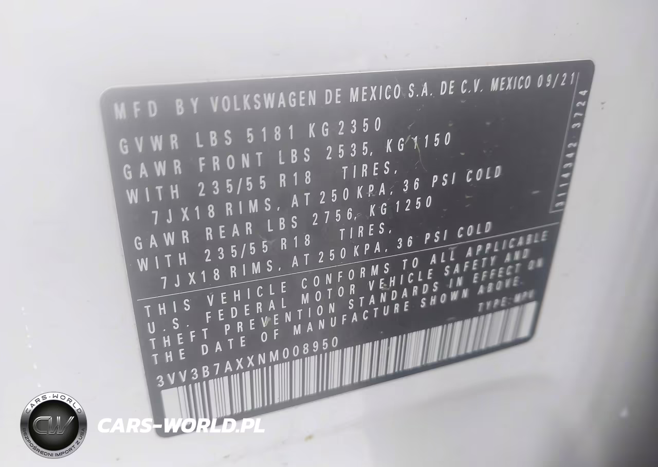 2022 Volkswagen Tiguan 2.0T Se VIN:3VV3B7AXXNM008950 - 9