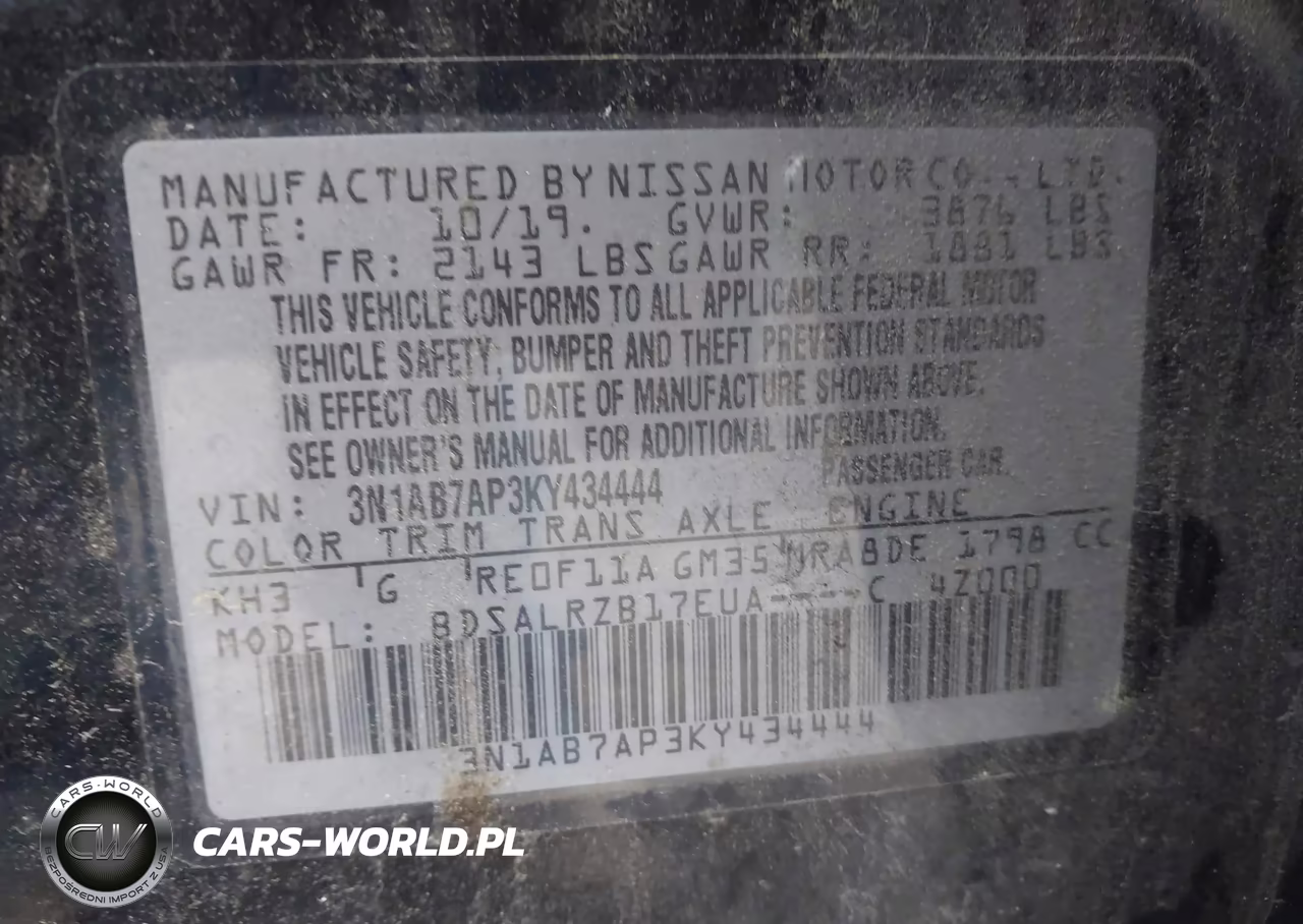 2019 Nissan Sentra Sr VIN:3N1AB7AP3KY434444 - 9