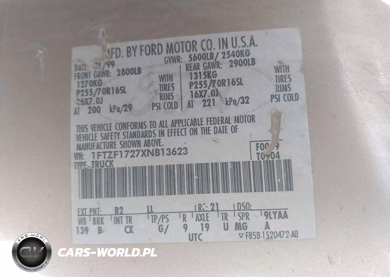 1999 Ford F-150 Work Series-Xl-Xlt VIN:1FTZF1727XNB13623 - 9