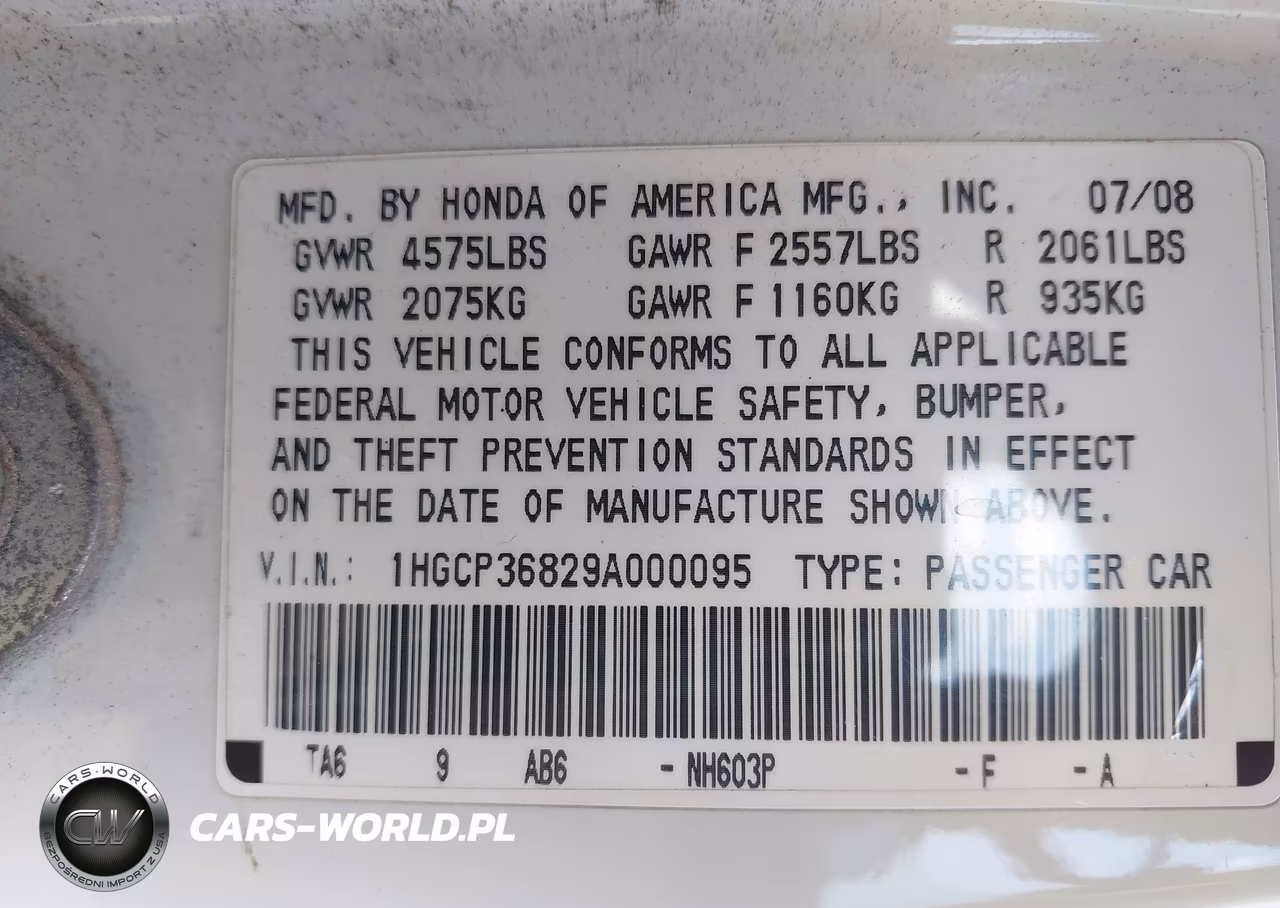 2009 Honda Accord 3.5 Ex-L VIN:1HGCP36829A000095 - 9