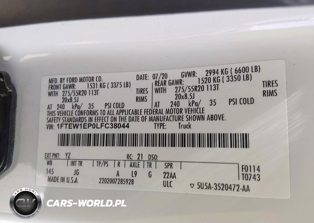 2020 Ford F-150 Xl VIN:1FTEW1EP0LFC38044 - 9