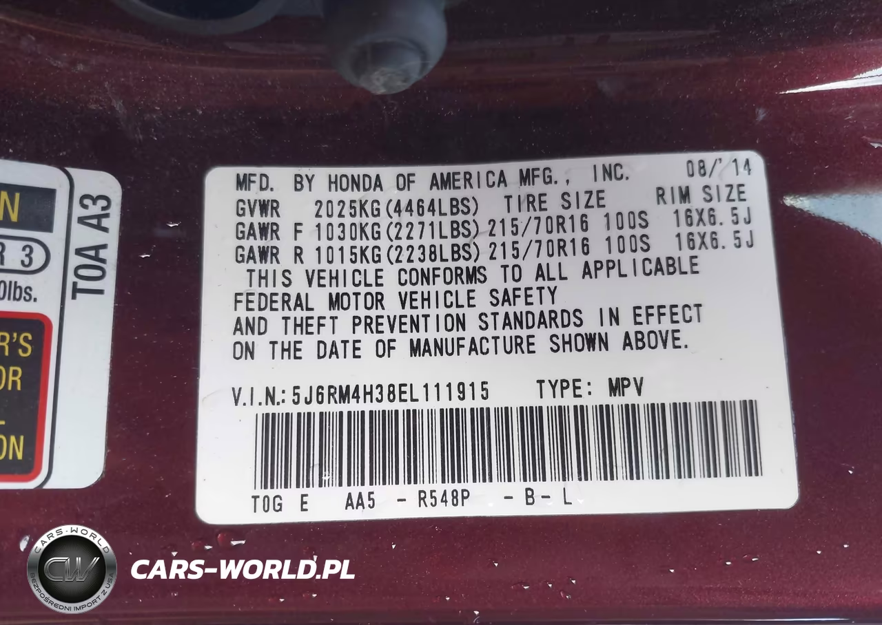 2014 Honda Cr-V Lx VIN:5J6RM4H38EL111915 - 9