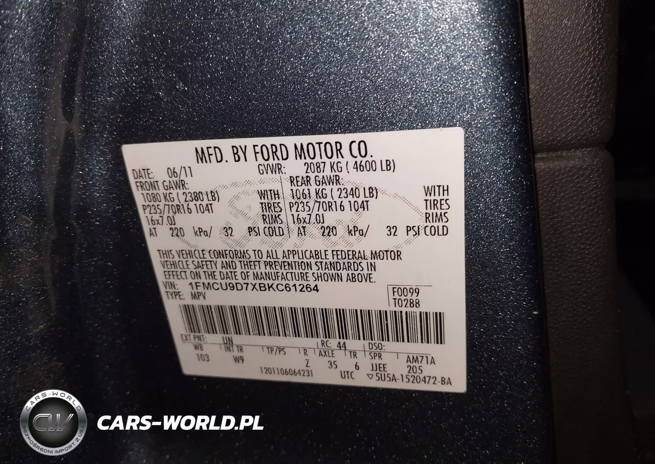 2011 Ford Escape Xlt VIN:1FMCU9D7XBKC61264 - 9