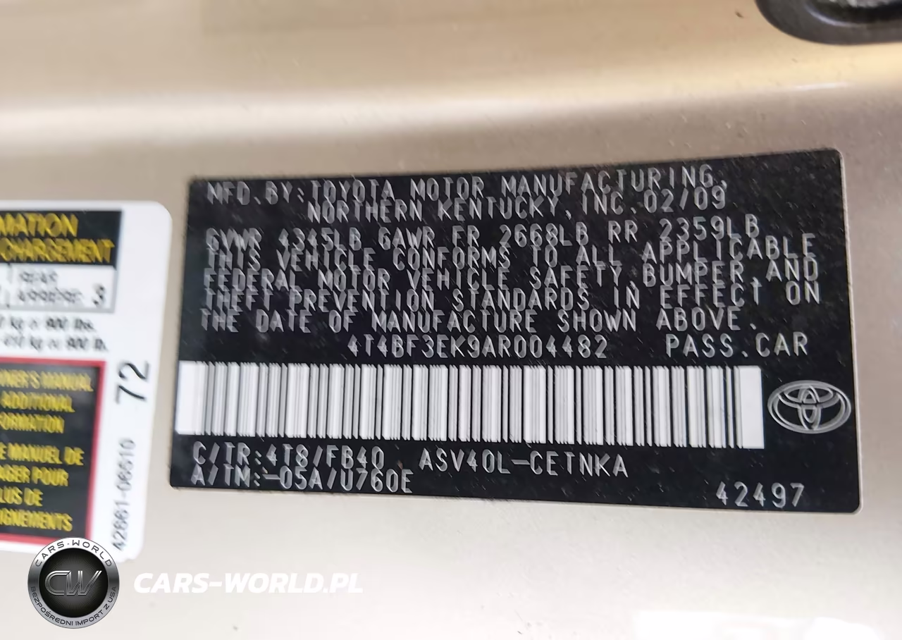 2010 Toyota Camry VIN:4T4BF3EK9AR004482 - 9