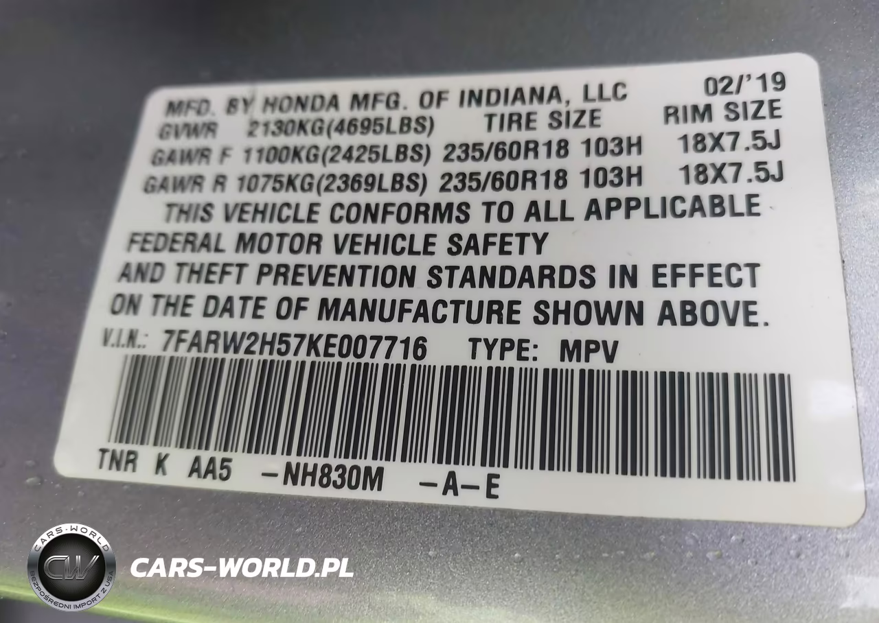 2019 Honda Cr-V Ex VIN:7FARW2H57KE007716 - 9