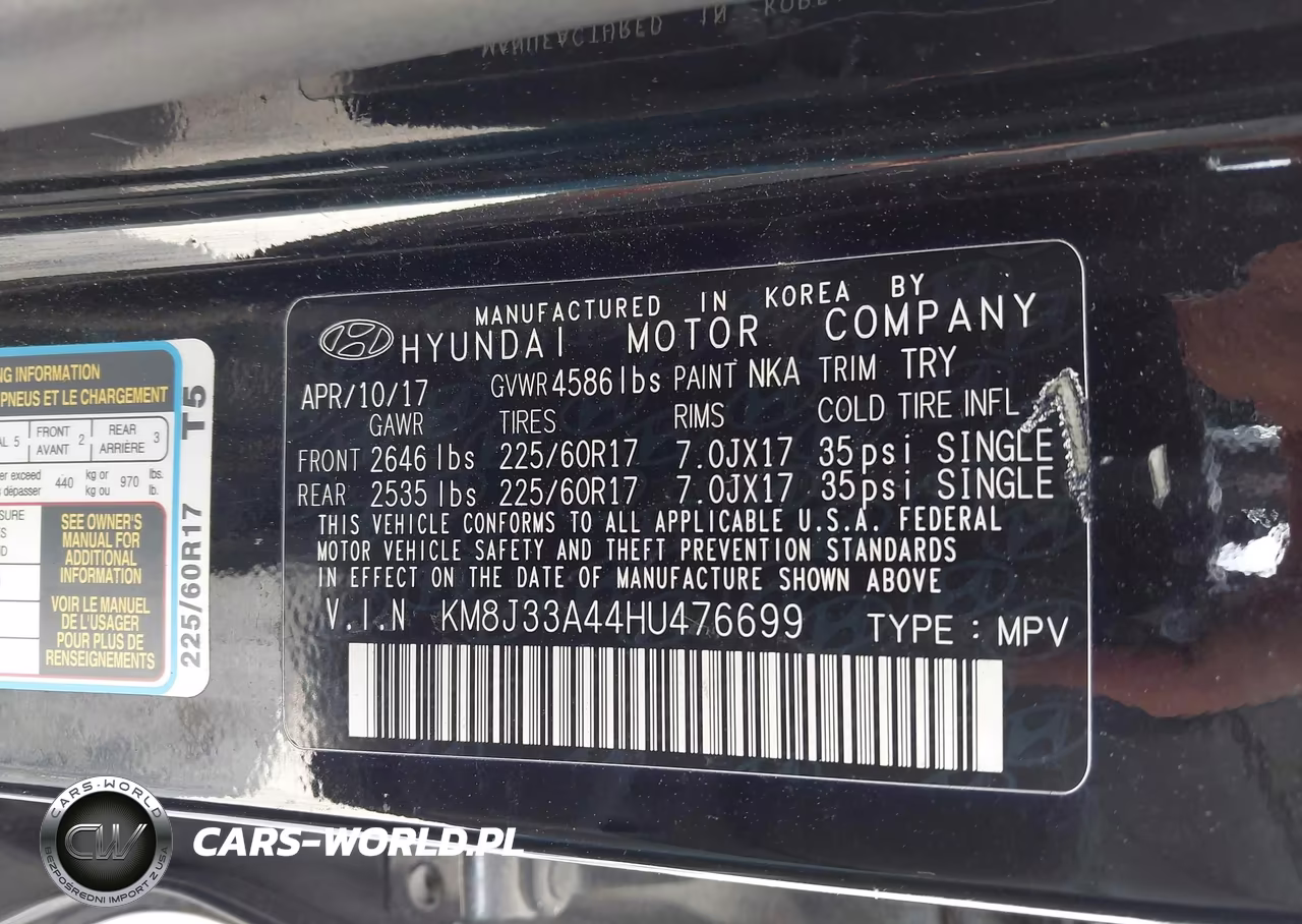 2017 Hyundai Tucson Se Plus VIN:KM8J33A44HU476699 - 9