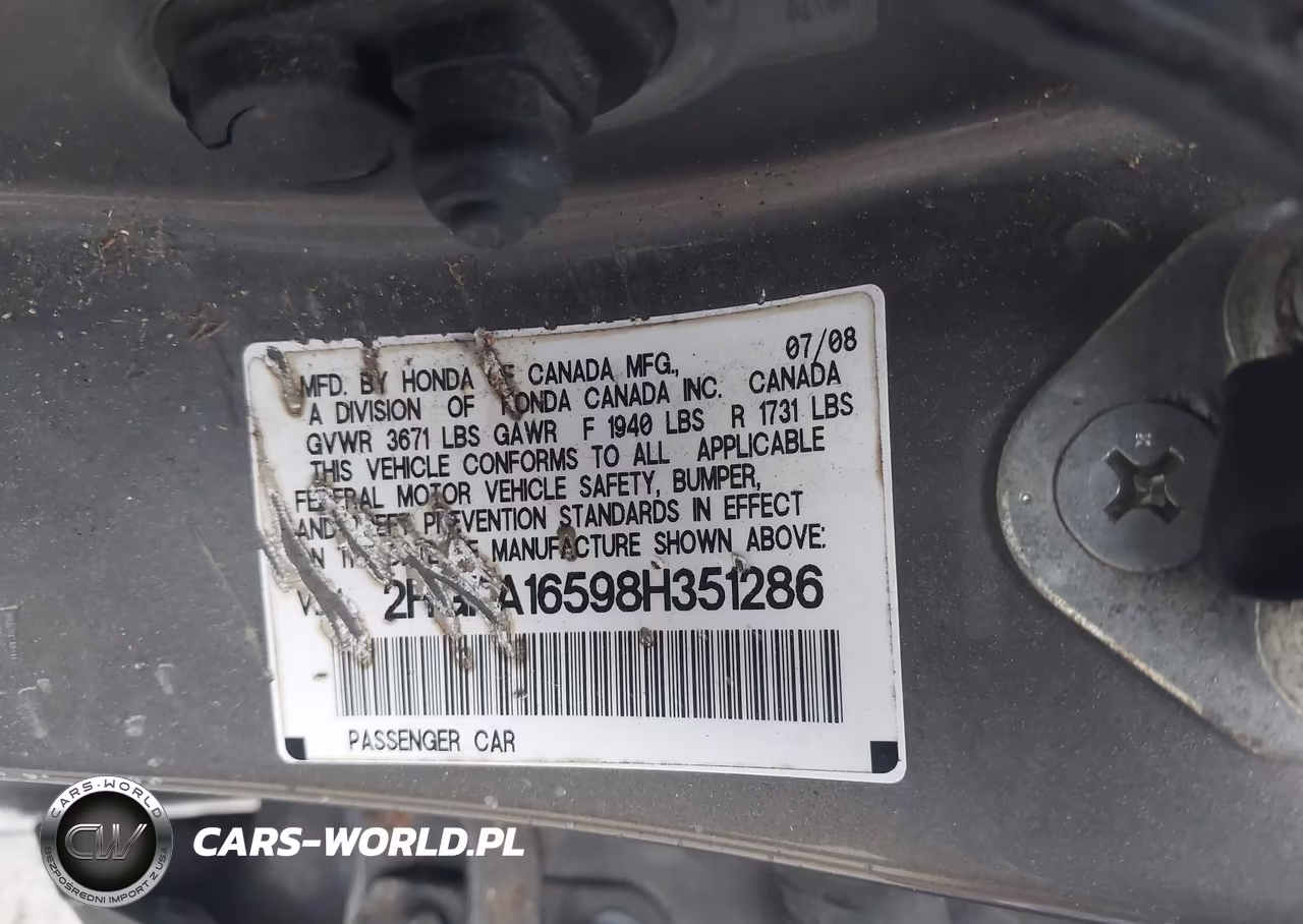 2008 Honda Civic Lx VIN:2HGFA16598H351286 - 9