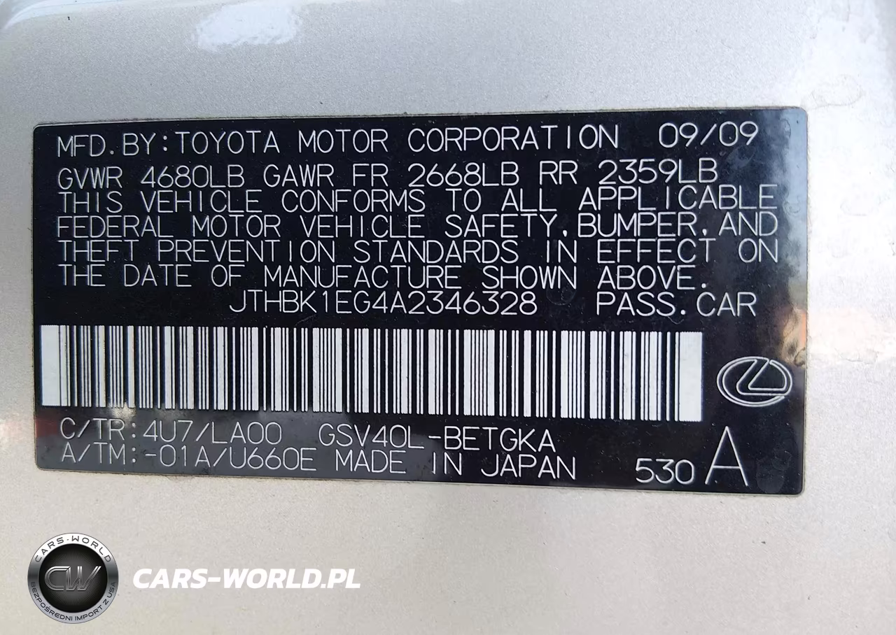 2010 Lexus Es 350 VIN:JTHBK1EG4A2346328 - 9