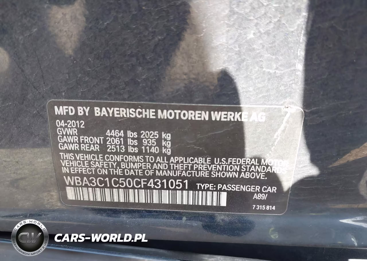 2012 BMW 328I VIN:WBA3C1C50CF431051 - 9