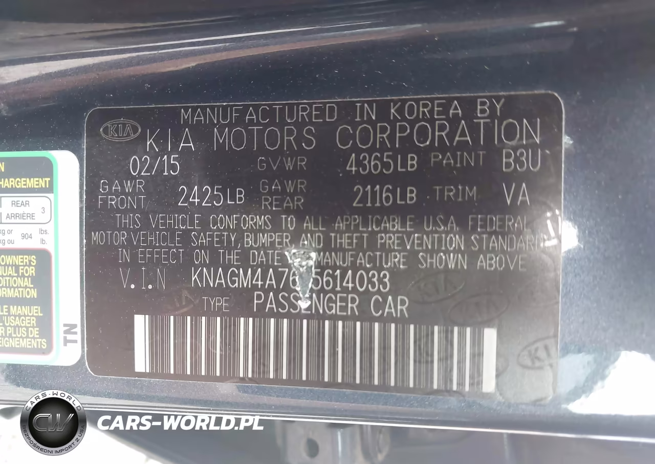 2015 Kia Optima Lx VIN:KNAGM4A76F5614033 - 9