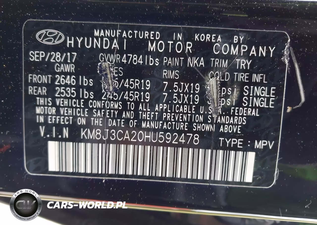 2017 Hyundai Tucson Sport VIN:KM8J3CA20HU592478 - 9