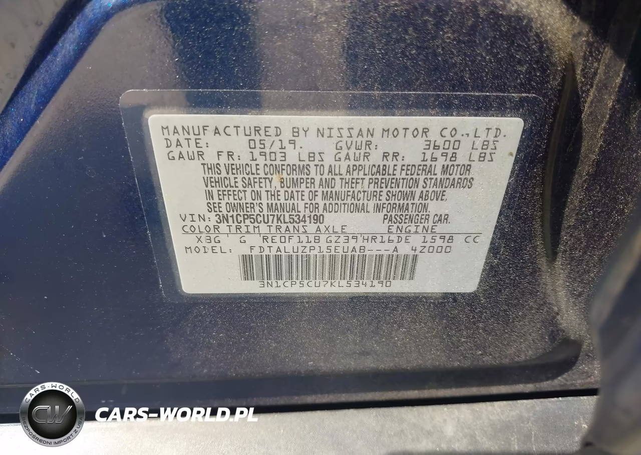 2019 Nissan Kicks Sr VIN:3N1CP5CU7KL534190 - 9
