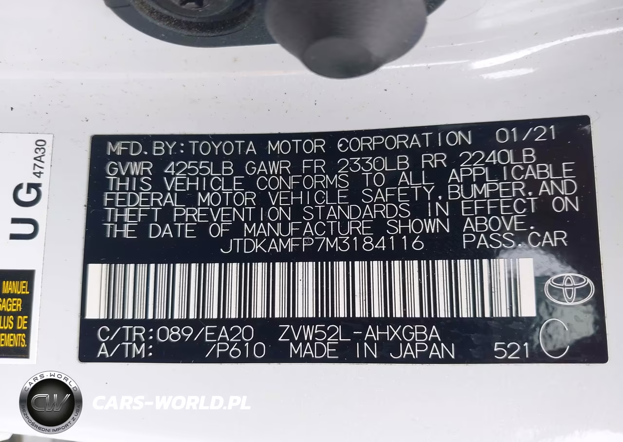 2021 Toyota Prius Prime Xle VIN:JTDKAMFP7M3184116 - 9