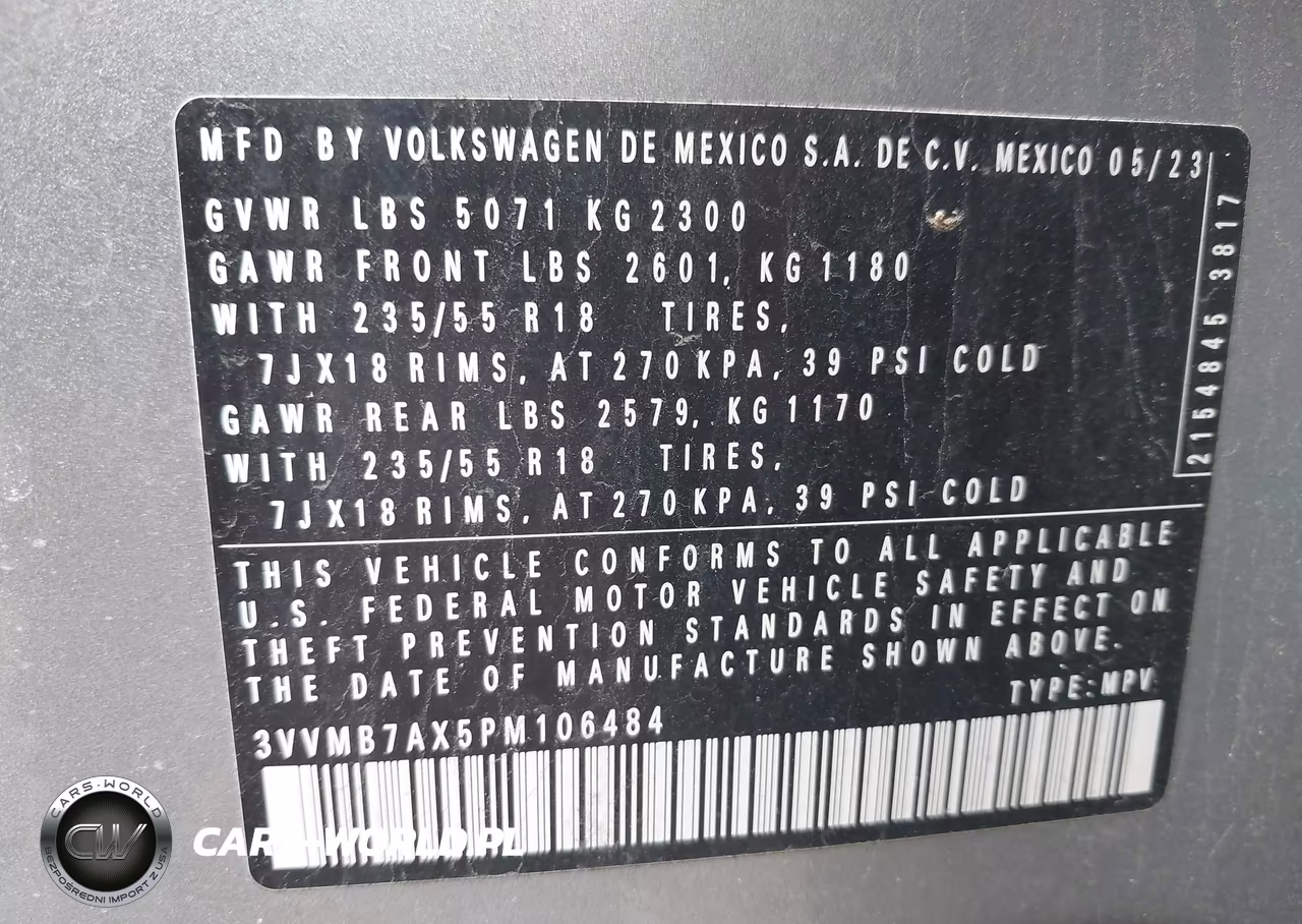 2023 Volkswagen Tiguan 2.0T Se VIN:3VVMB7AX5PM106484 - 9