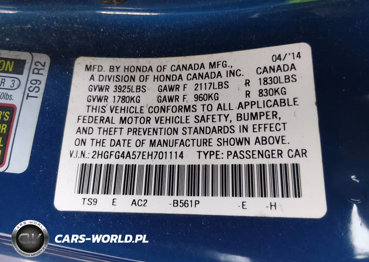 2014 Honda Civic Si VIN:2HGFG4A57EH701114 - 9