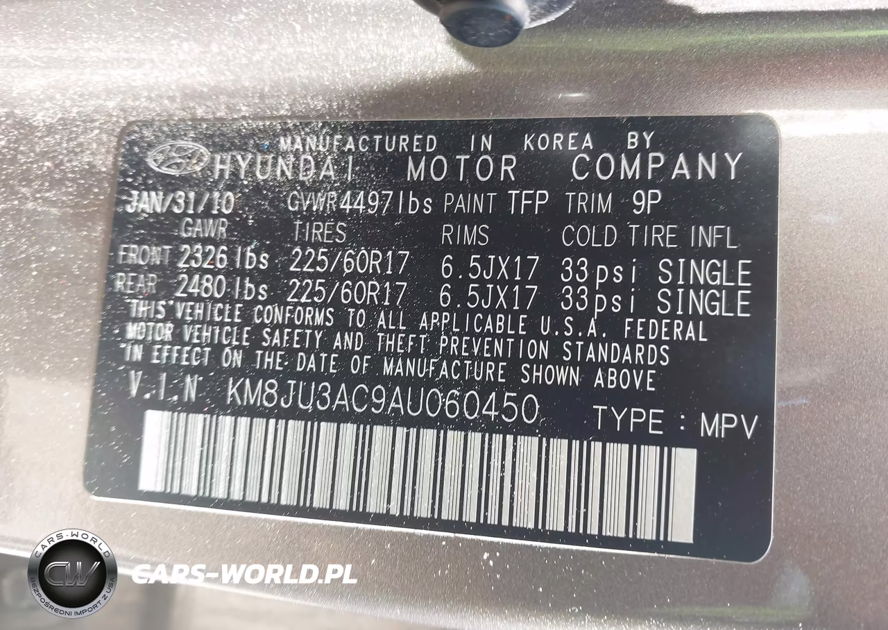 2010 Hyundai Tucson Gls VIN:KM8JU3AC9AU060450 - 9