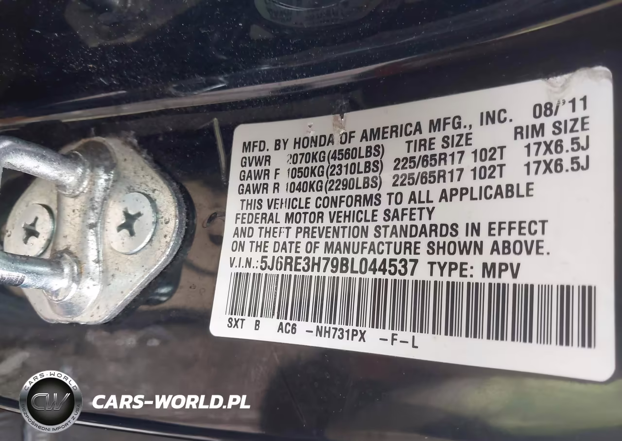 2011 Honda Cr-V Ex-L VIN:5J6RE3H79BL044537 - 9