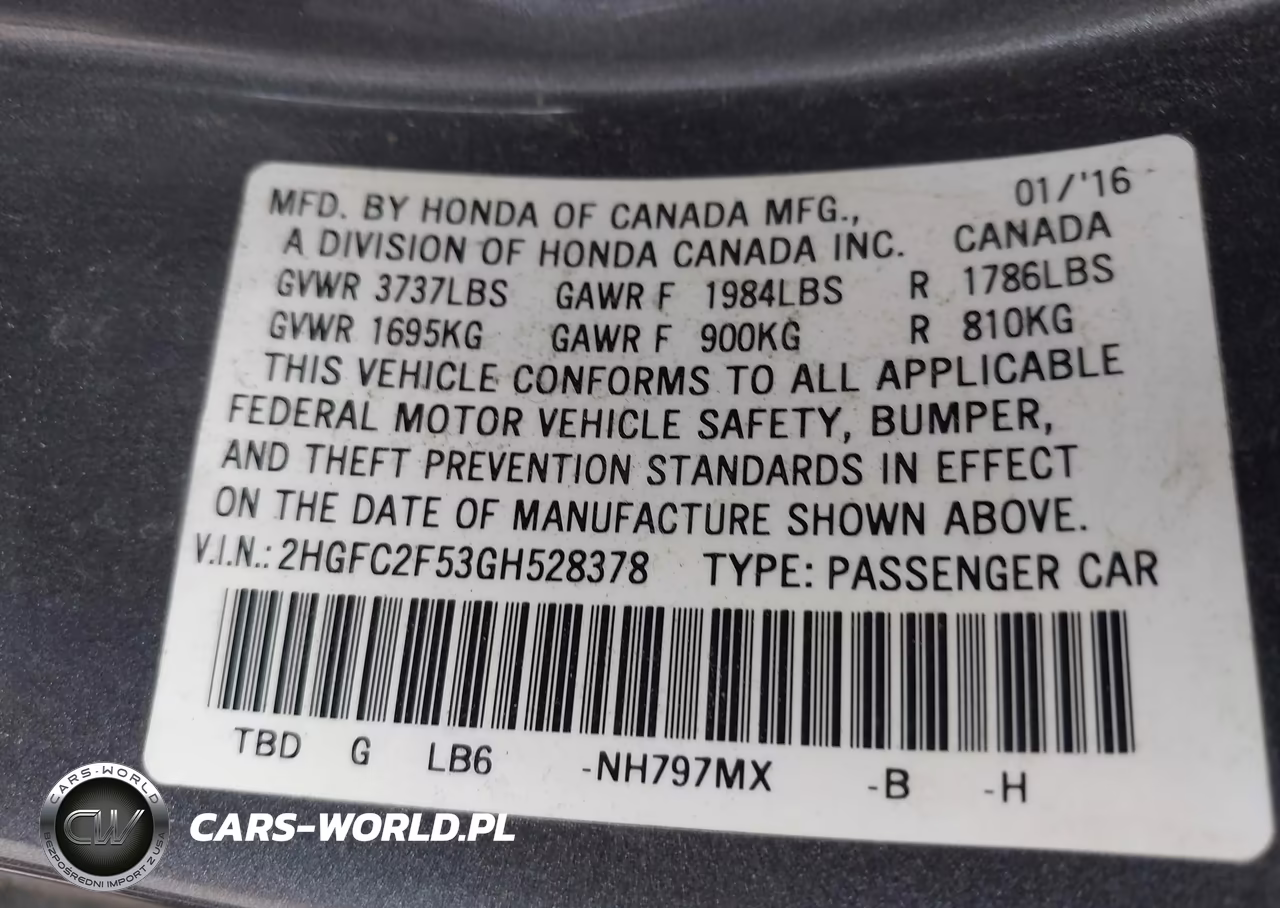 2016 Honda Civic Lx VIN:2HGFC2F53GH528378 - 9