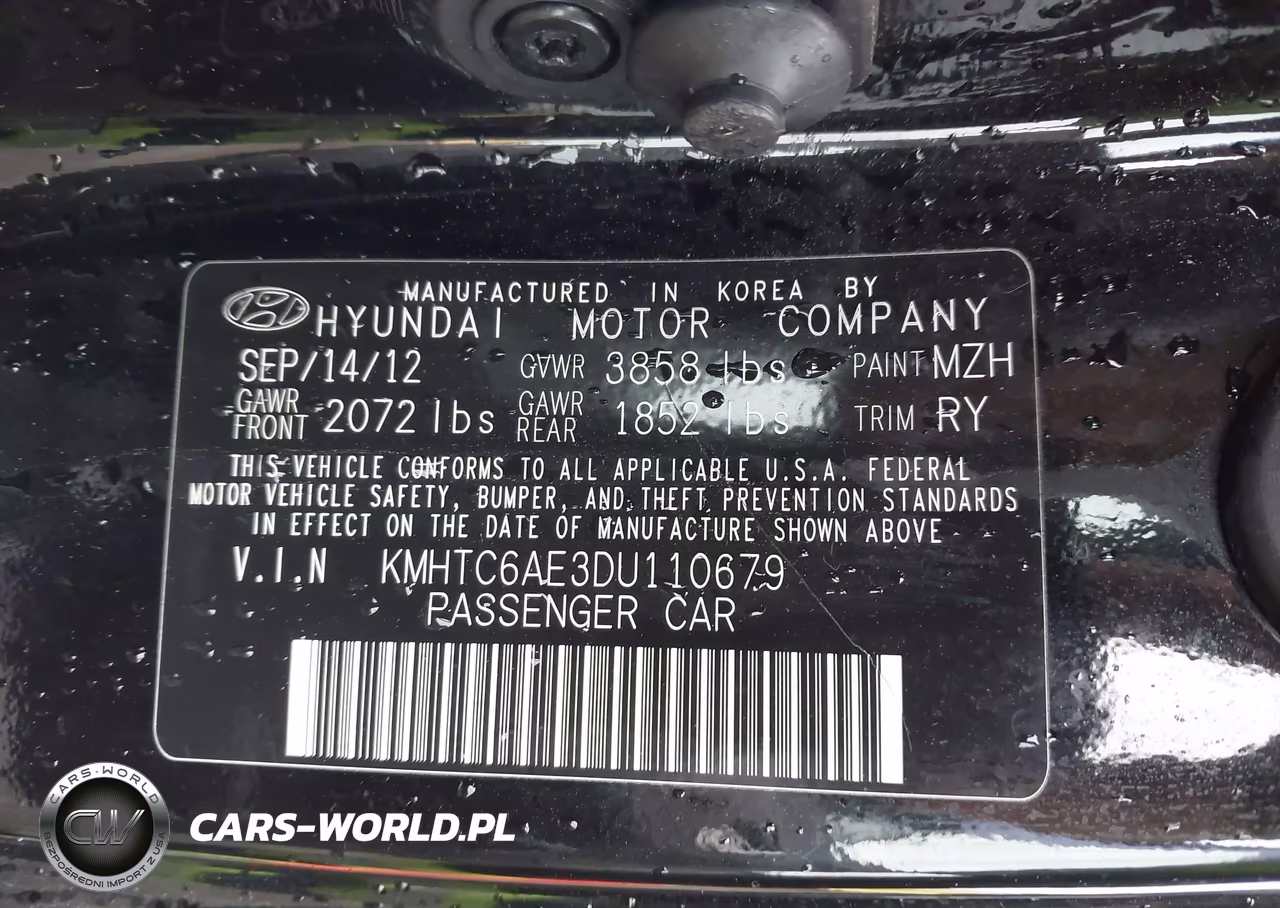 2013 Hyundai Veloster Turbo W-Blue VIN:KMHTC6AE3DU110679 - 9