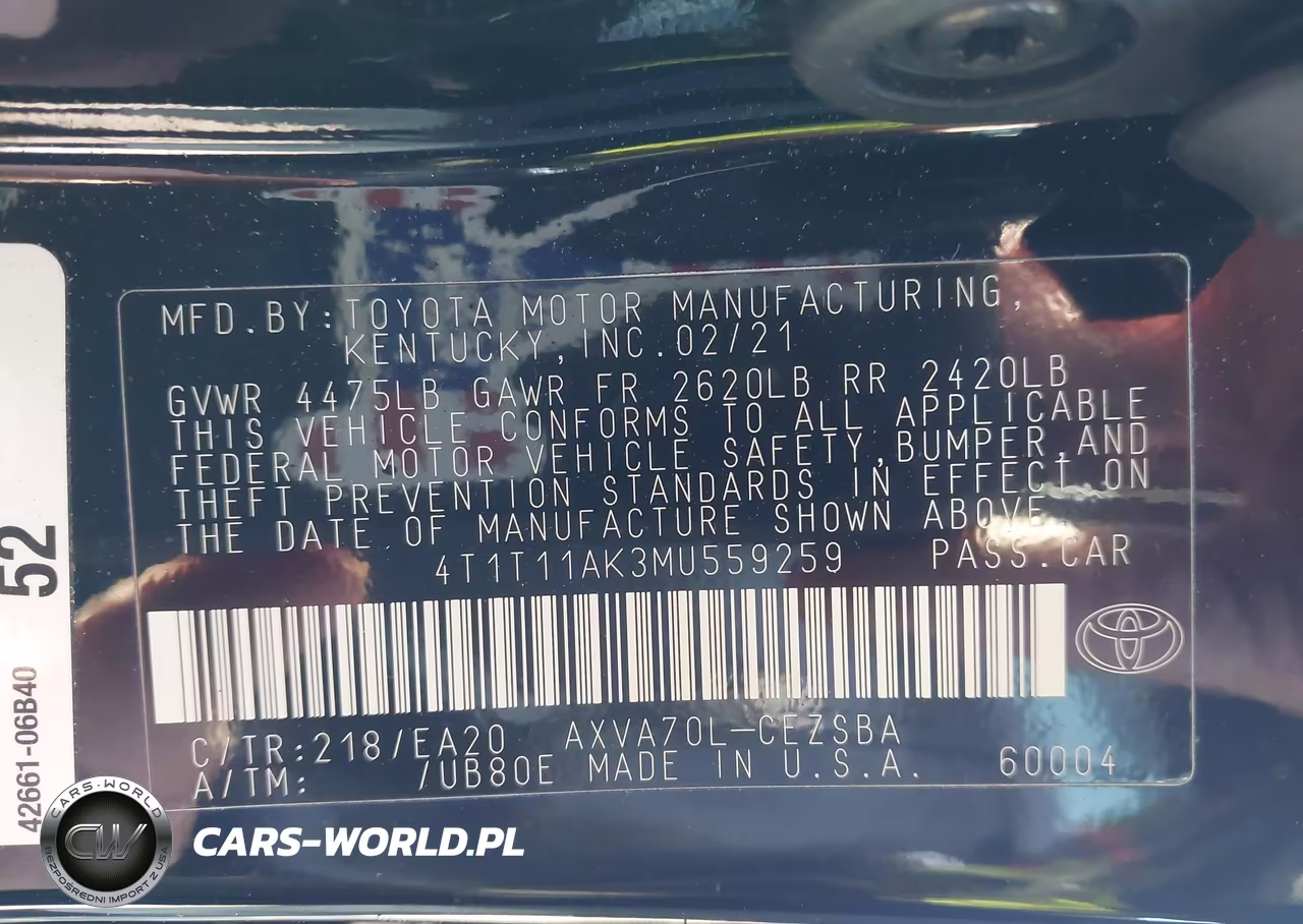 2021 Toyota Camry Se VIN:4T1T11AK3MU559259 - 9