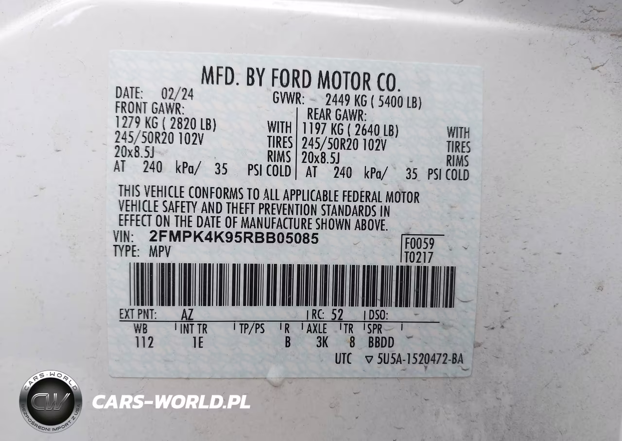 2024 Ford Edge Titanium VIN:2FMPK4K95RBB05085 - 9
