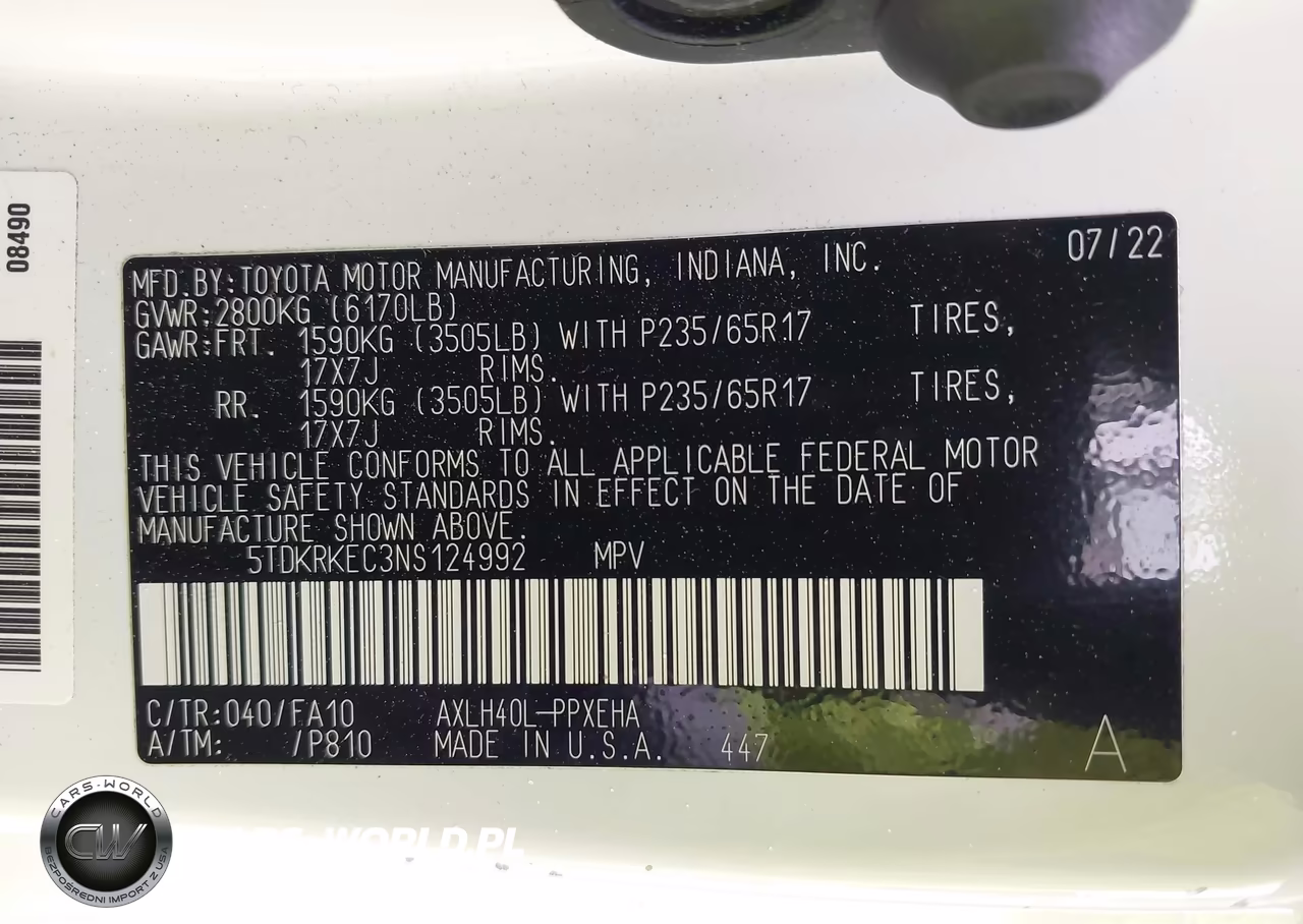2022 Toyota Sienna Le VIN:5TDKRKEC3NS124992 - 9