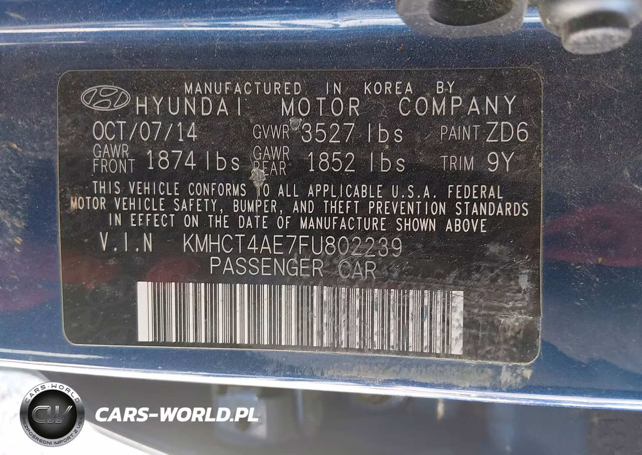 2015 Hyundai Accent Gls VIN:KMHCT4AE7FU802239 - 9