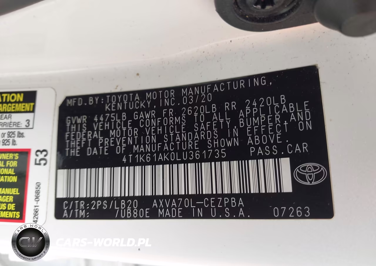 2020 Toyota Camry Xse VIN:4T1K61AK0LU361735 - 9