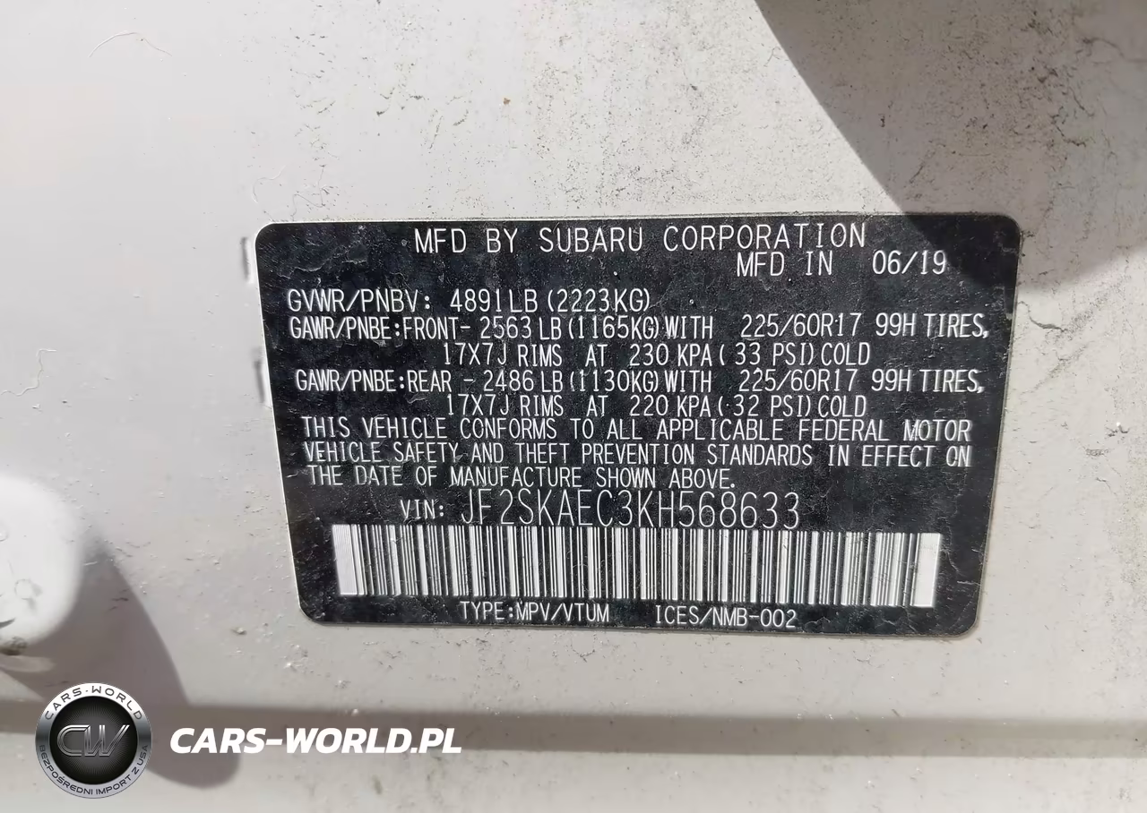 2019 Subaru Forester Premium VIN:JF2SKAEC3KH568633 - 9