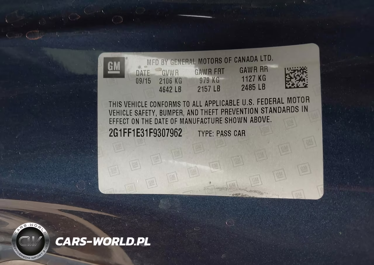 2015 Chevrolet Camaro 2Lt VIN:2G1FF1E31F9307962 - 9