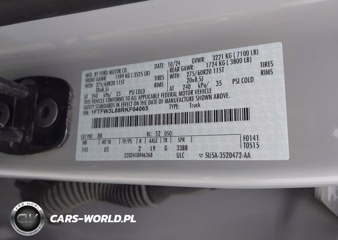 2024 Ford F-150 Xlt VIN:1FTFW3L88RKF04065 - 9