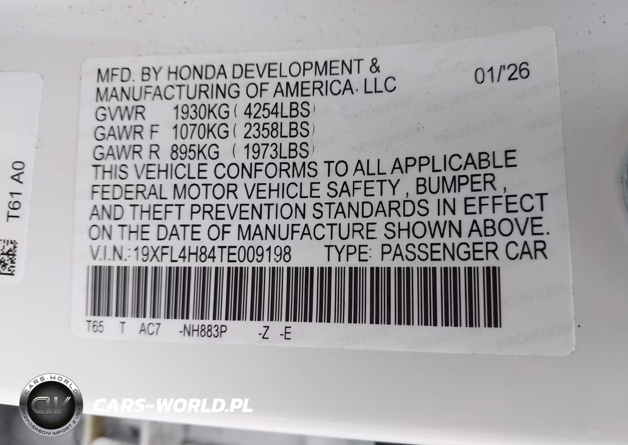 2026 Honda Civic Hybrid Sport VIN:19XFL4H84TE009198 - 9