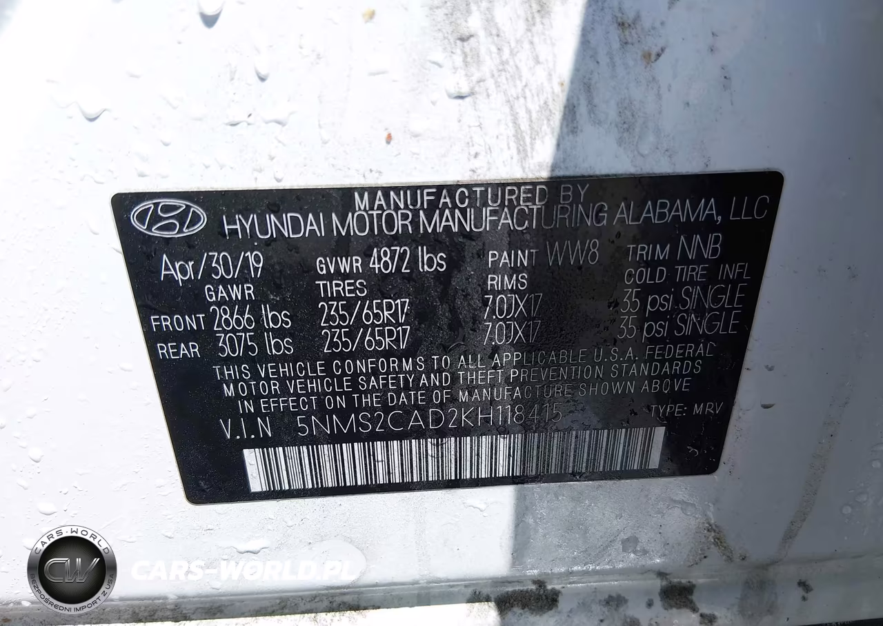 2019 Hyundai Santa Fe Se VIN:5NMS2CAD2KH118415 - 9