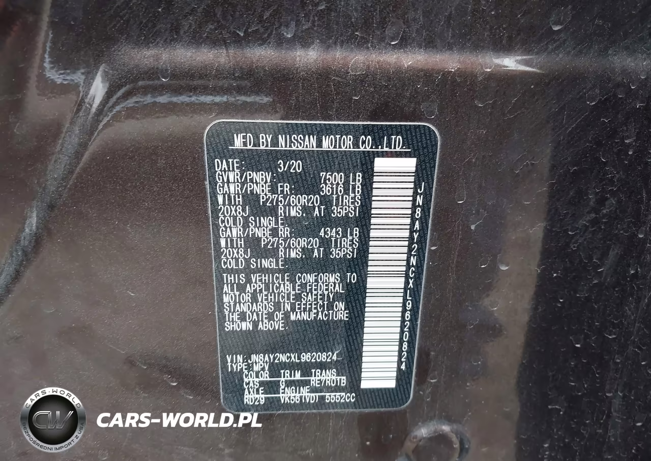 2020 Nissan Armada Sl 4Wd VIN:JN8AY2NCXL9620824 - 9