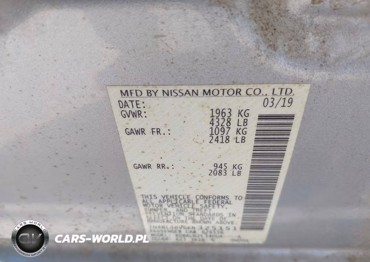 2019 Nissan Altima 2.5 S VIN:1N4BL4BV6KN325151 - 9