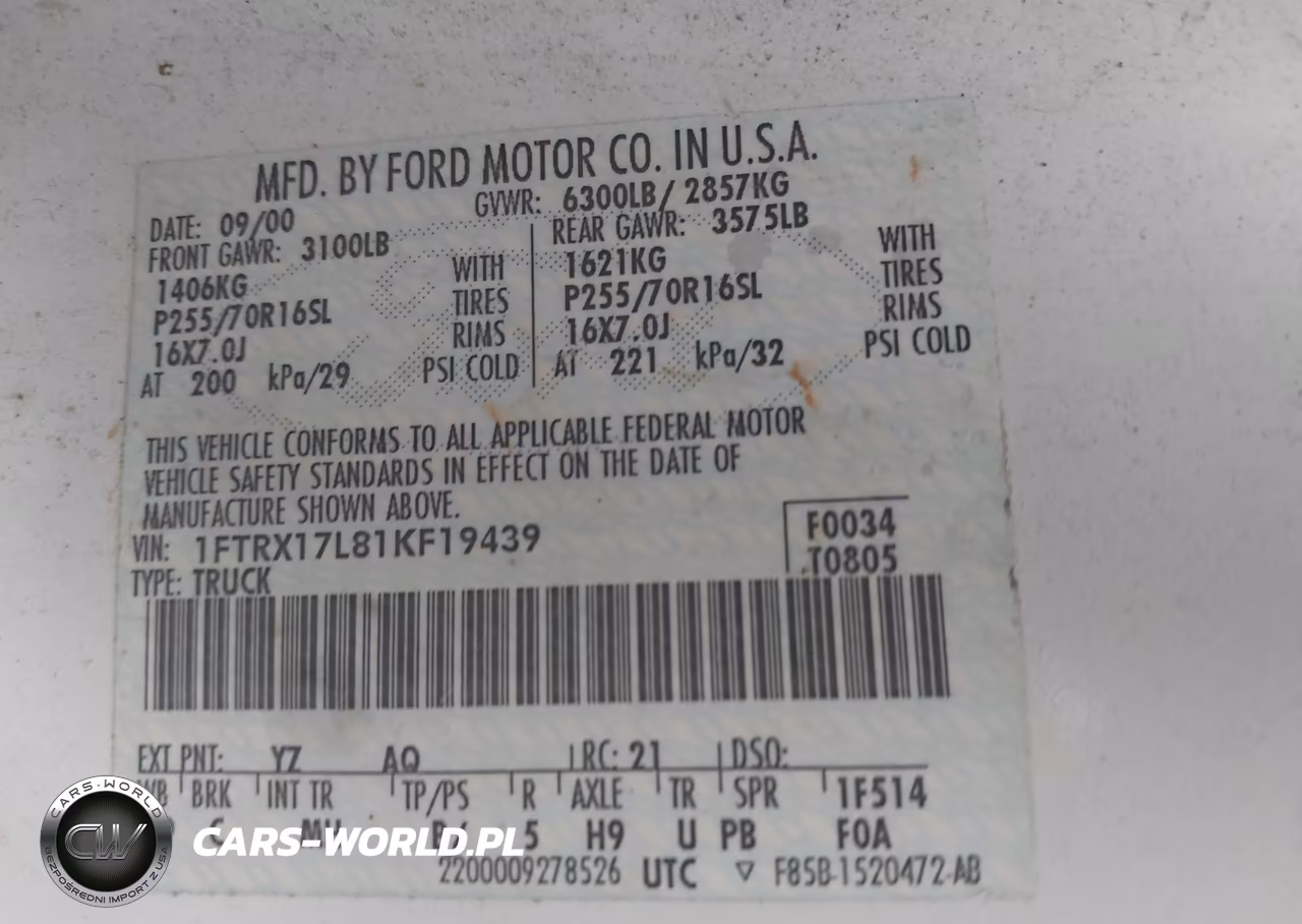 2001 Ford F-150 Lariat-Xl-Xlt VIN:1FTRX17L81KF19439 - 9