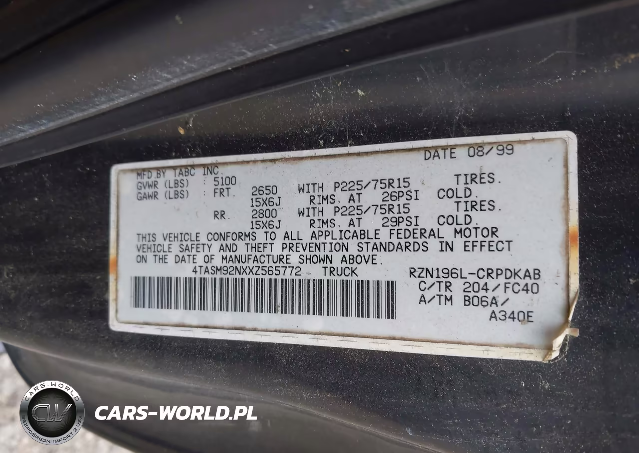 1999 Toyota Tacoma Prerunner VIN:4TASM92NXXZ565772 - 9