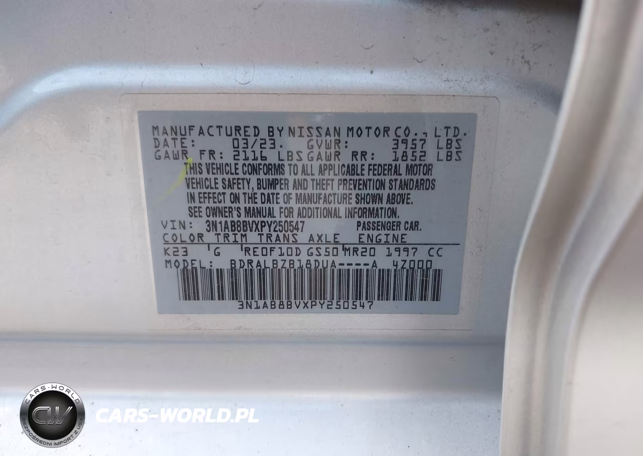 2023 Nissan Sentra S Xtronic Cvt VIN:3N1AB8BVXPY250547 - 9