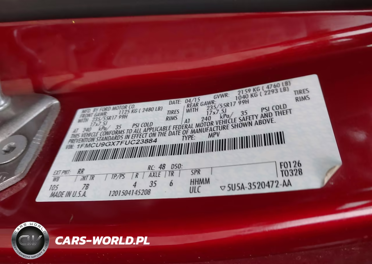 2015 Ford Escape Se VIN:1FMCU9GX7FUC23884 - 9