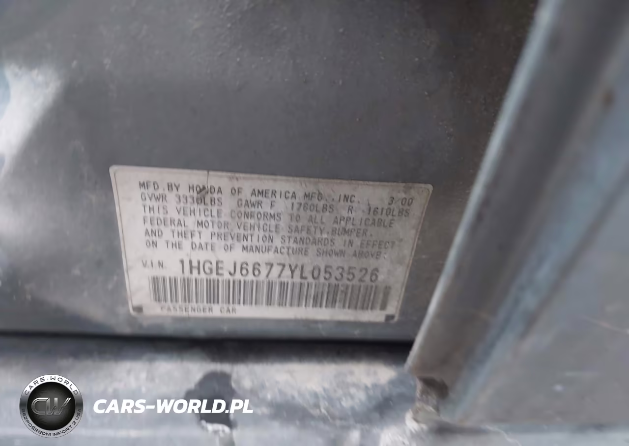 2000 Honda Civic Lx VIN:1HGEJ6677YL053526 - 9