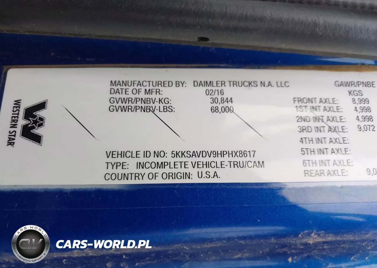 2017 Western Star 4700 Set Forward Axle VIN:5KKSAVDV9HPHX8617 - 9