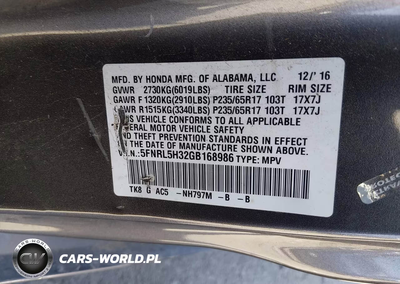 2016 Honda Odyssey Se VIN:5FNRL5H32GB168986 - 9