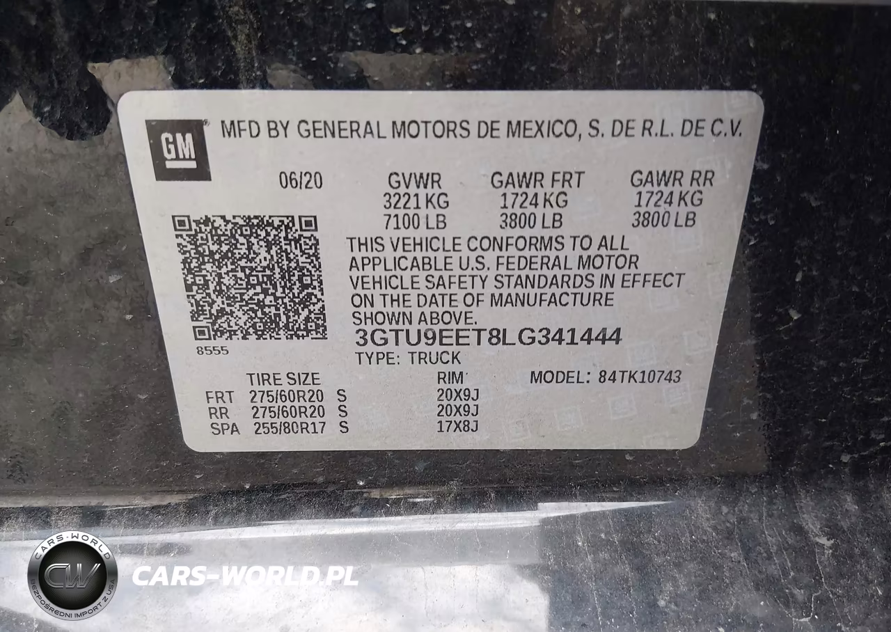 2020 GMC Sierra 1500 4Wd Standard Box At4 VIN:3GTU9EET8LG341444 - 9