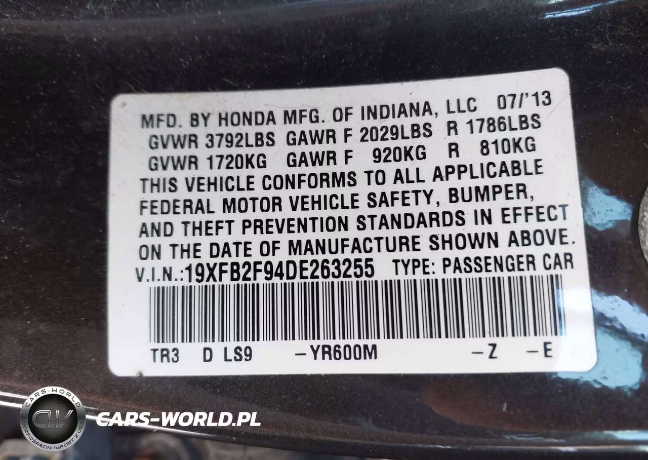 2013 Honda Civic Ex-L VIN:19XFB2F94DE263255 - 9
