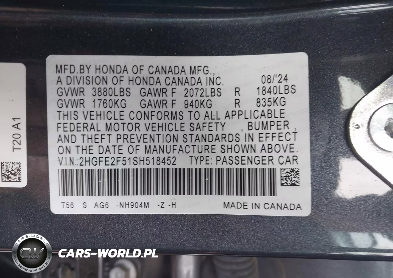 2025 Honda Civic Sport VIN:2HGFE2F51SH518452 - 9