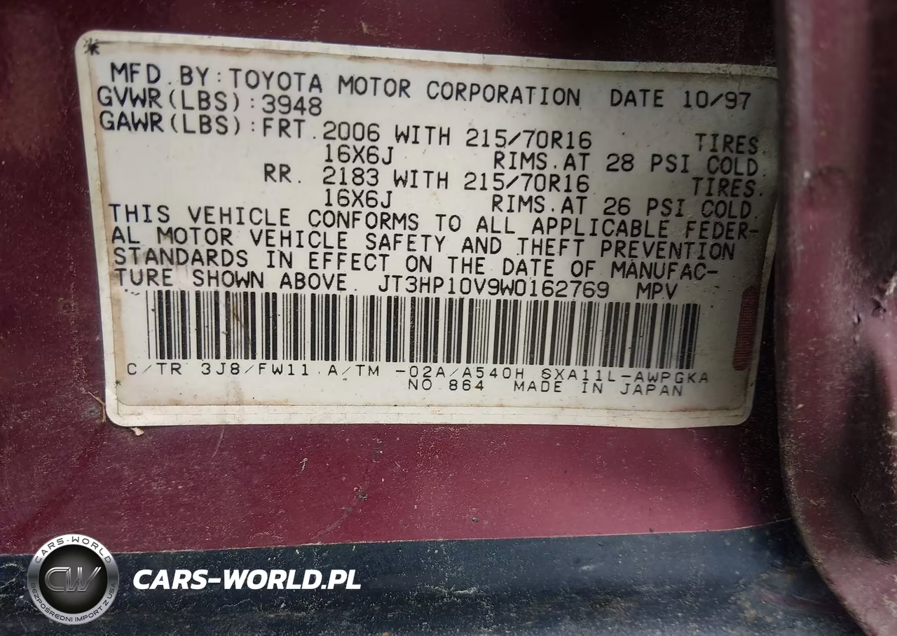 1998 Toyota Rav4 VIN:JT3HP10V9W0162769 - 9