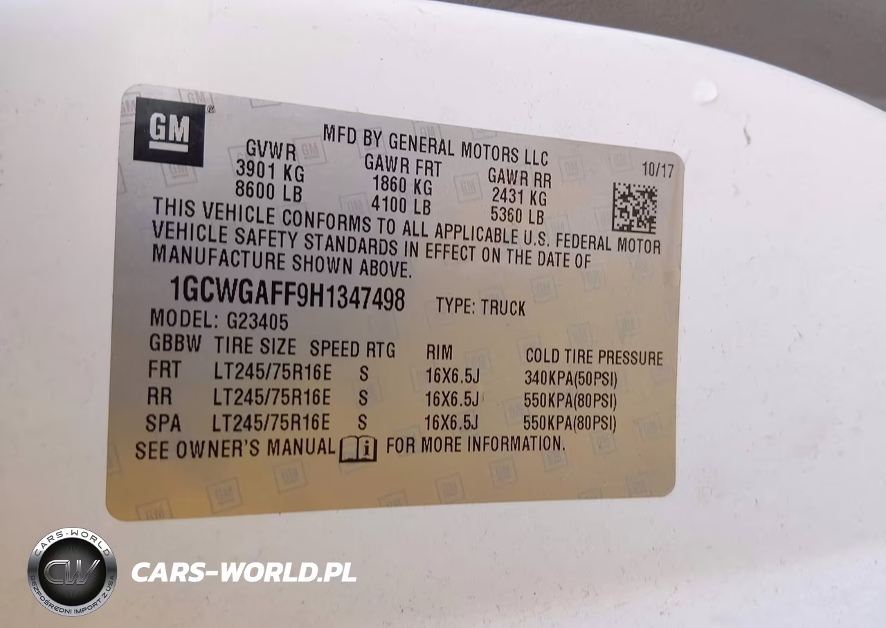 2017 Chevrolet Express 2500 Work Van VIN:1GCWGAFF9H1347498 - 9